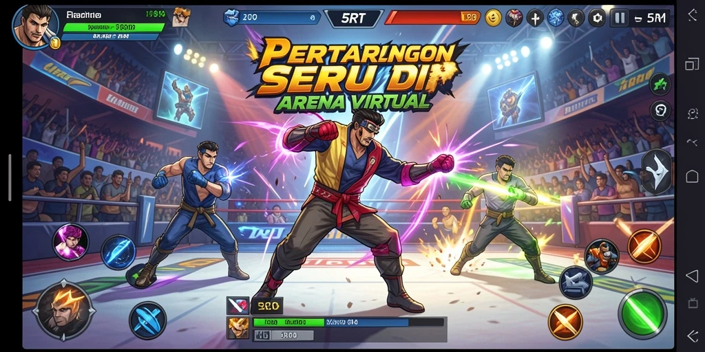 Gameplay 5RT yang menegangkan dan penuh aksi dalam pertarungan.
