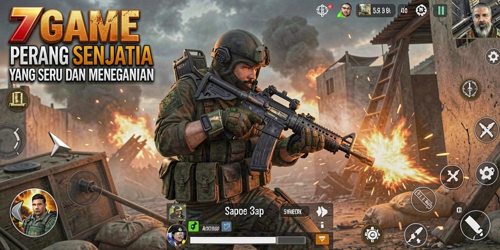Tampilan gameplay seru dari 7GAME dengan pertempuran intens.