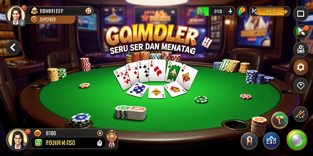 Tampilan gameplay menarik di 8180, menampilkan serunya permainan poker.