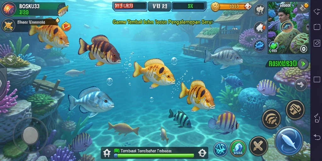 Tampilan gameplay seru dari <strong>BOSKU33</strong>, menembak ikan dan mengumpulkan hadiah.