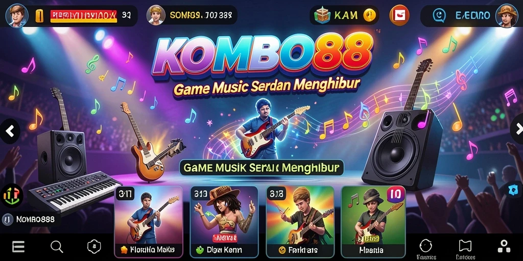 Tampilan gameplay seru dari KOMBO88 yang menampilkan aksi musik.