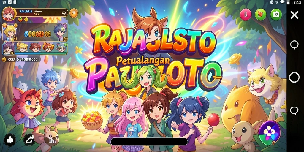 Screenshot menunjukkan aksi seru dalam dunia anime RAJASLOTO.