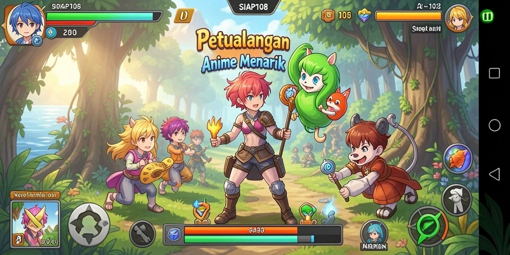 Tampilan gameplay dinamis dalam game Anime SIAP108.