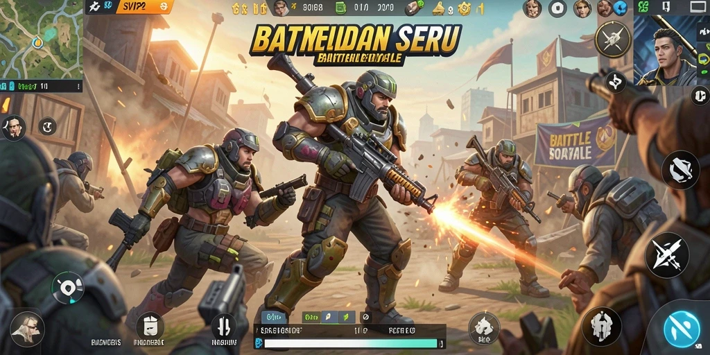 Tangkapan layar SVIP2 menampilkan aksi pertempuran intens di arena Battle Royale.